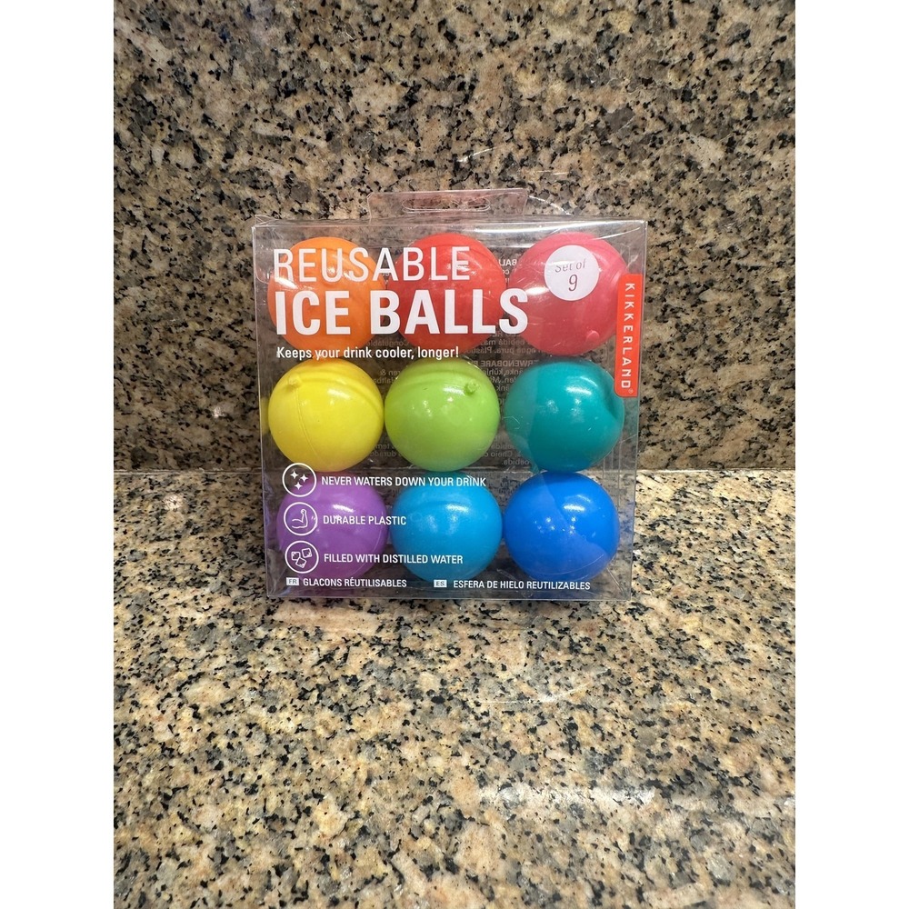 Kikkerland Reusable Ice Balls Set Of 9 Multicolor Drink Chillers Distilled Water